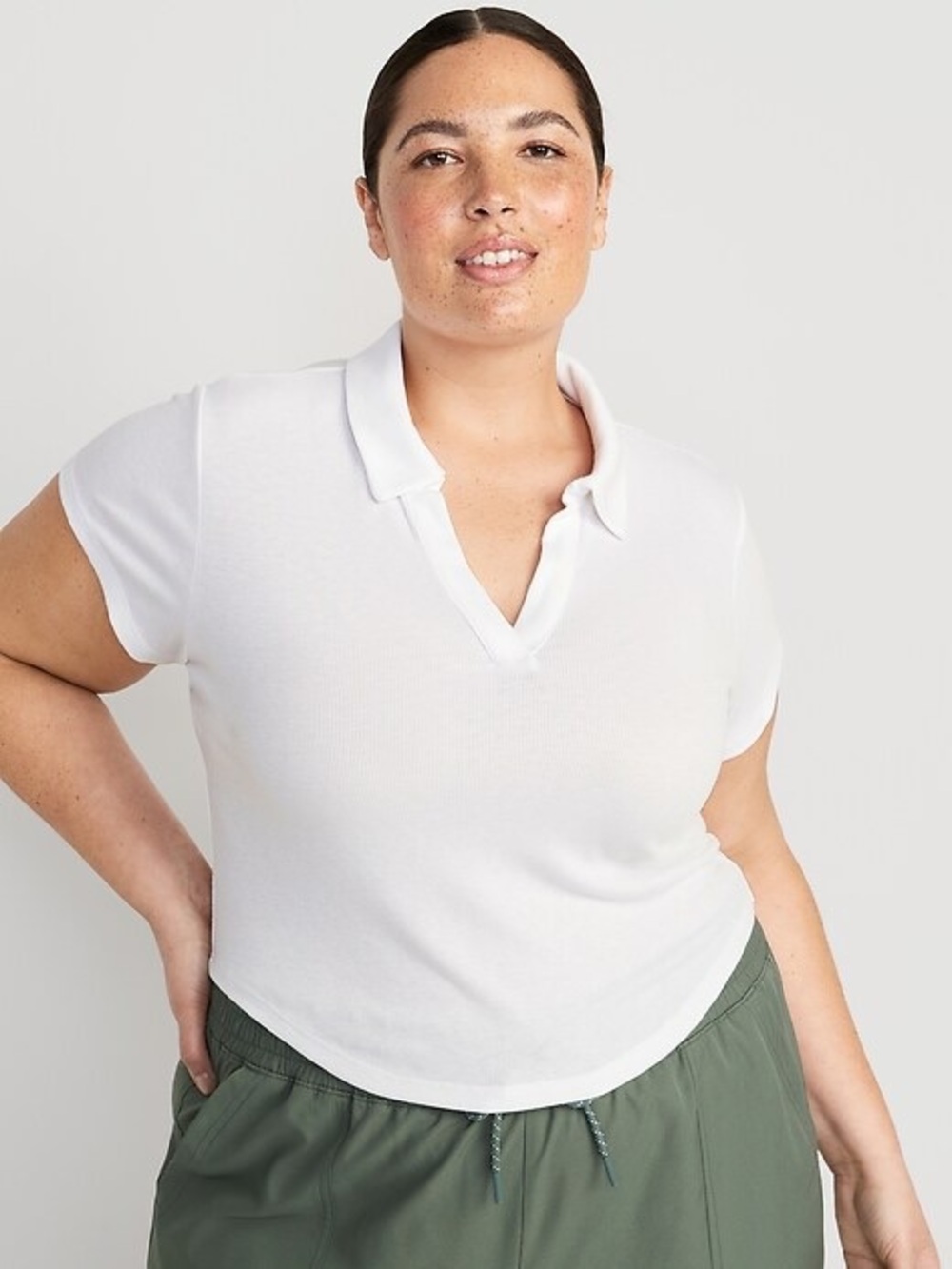 NWT Old Navy Active UltraLite Ribbed White Polo Top – XL